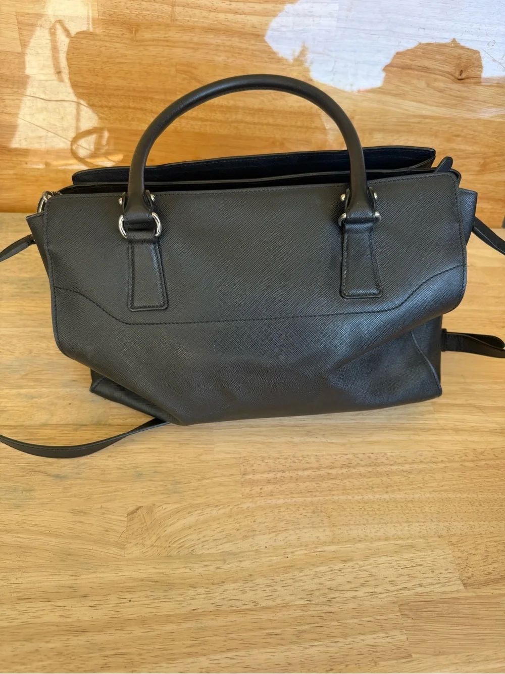 Salvatore Ferragamo GG 21F271 Black Leather Gancini Tote Satchel Shoulder Bag